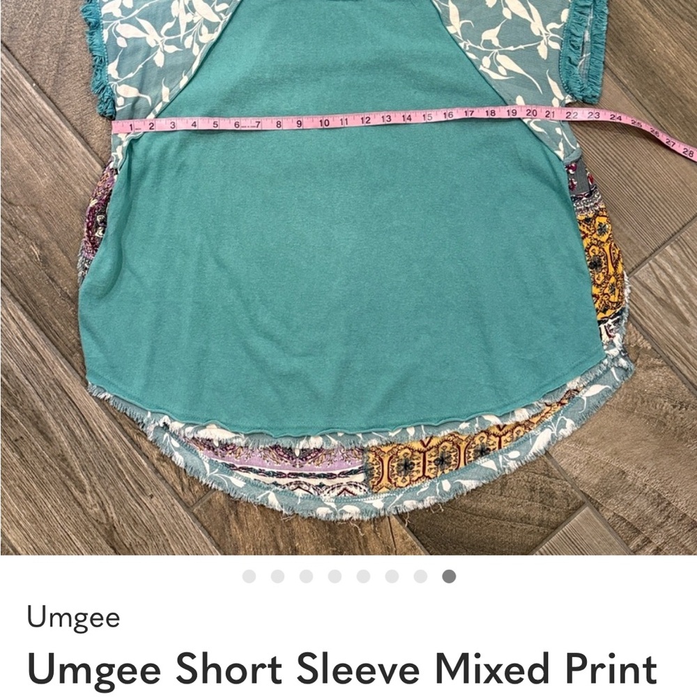 Umgee Short Sleeve Mixed Print Media Boho Top XL